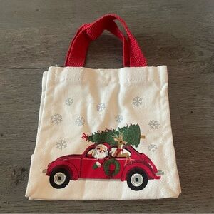 Mini Festive Tote Bag with Santa and Car Design